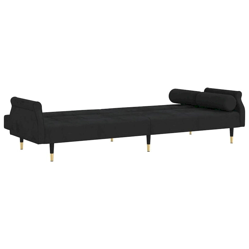 Canapé-lit deux places en velours avec coussins – 85 x 35 x 27,6"