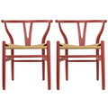 Lot de 2 chaises de salle à manger en bois avec assise en corde tressée