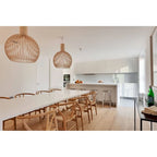 Lot de 2 chaises de salle à manger en bois avec assise en corde tressée