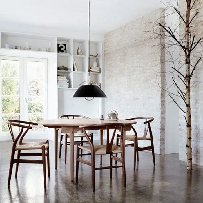 Lot de 2 chaises de salle à manger en bois avec assise en corde tressée