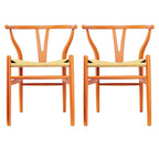 Lot de 2 chaises de salle à manger en bois avec assise en corde tressée