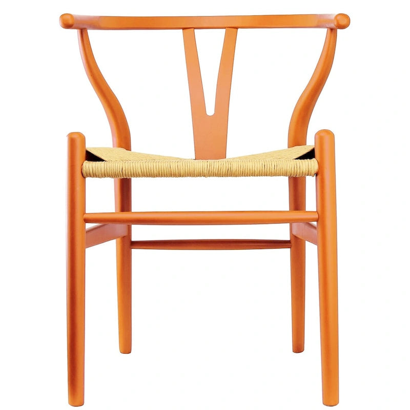 Lot de 2 chaises de salle à manger en bois avec assise en corde tressée