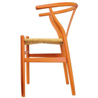 Lot de 2 chaises de salle à manger en bois avec assise en corde tressée