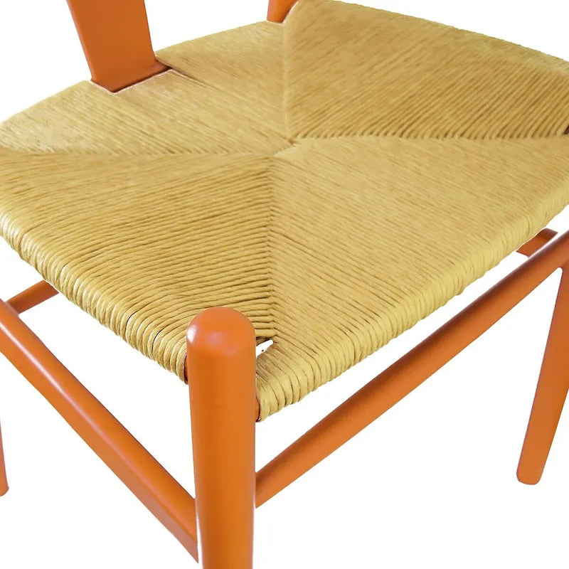 Lot de 2 chaises de salle à manger en bois avec assise en corde tressée