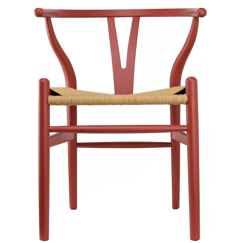 Lot de 2 chaises de salle à manger en bois avec assise en corde tressée