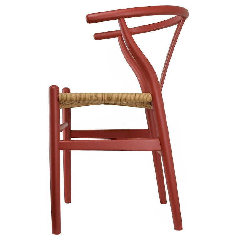 Lot de 2 chaises de salle à manger en bois avec assise en corde tressée