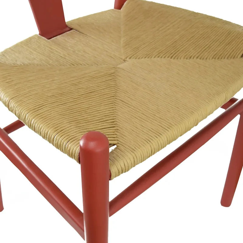 Lot de 2 chaises de salle à manger en bois avec assise en corde tressée