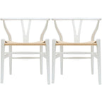 Lot de 2 chaises de salle à manger en bois avec assise en corde tressée