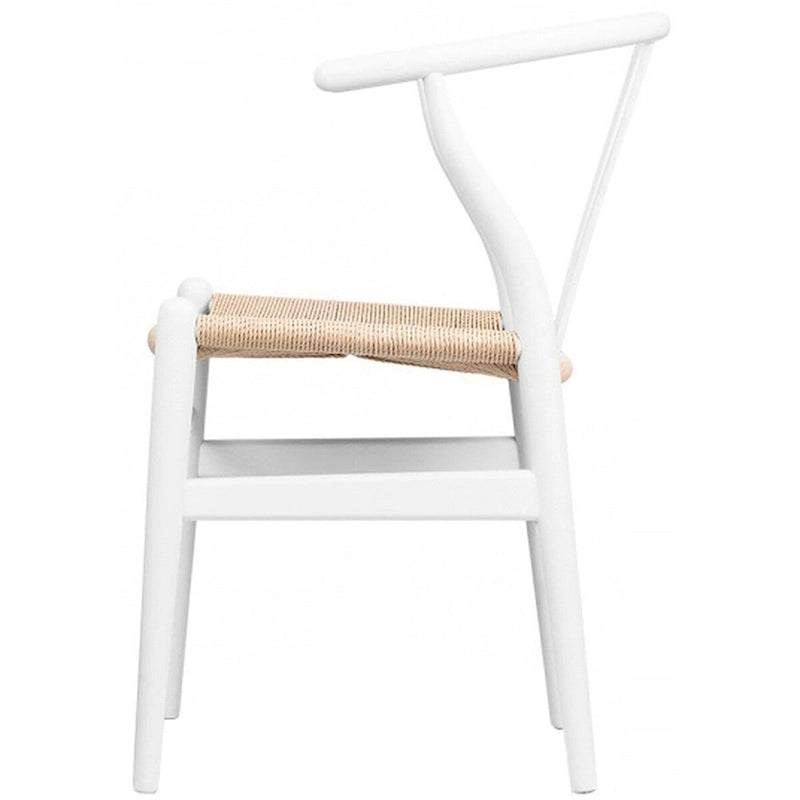 Lot de 2 chaises de salle à manger en bois avec assise en corde tressée