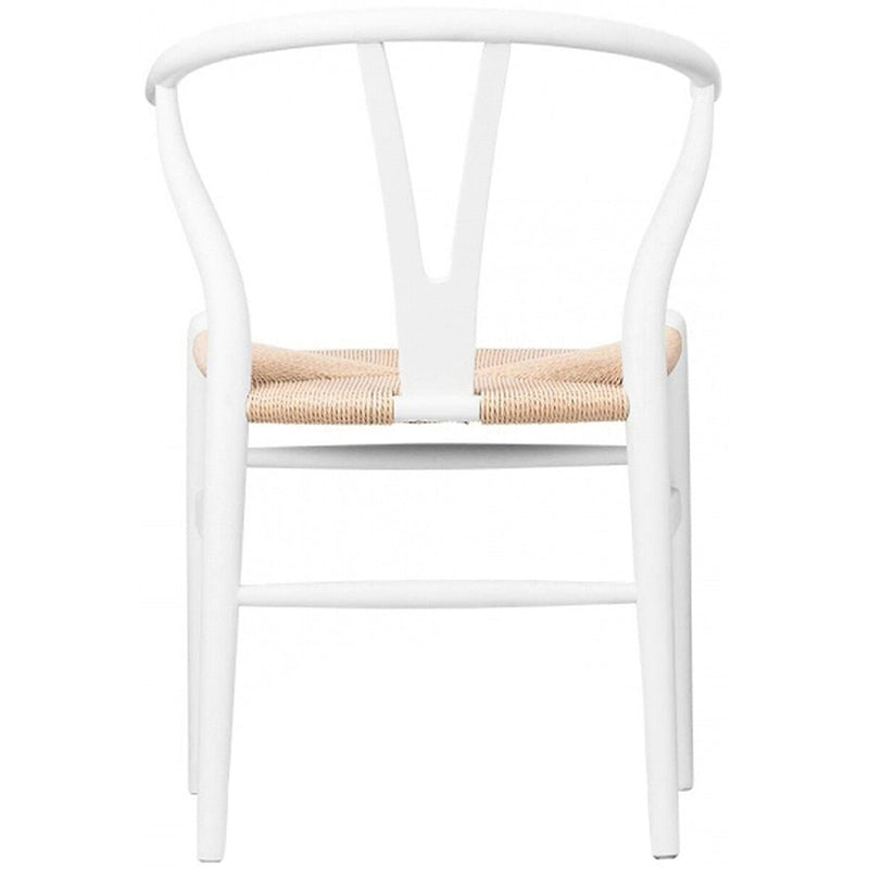 Lot de 2 chaises de salle à manger en bois avec assise en corde tressée