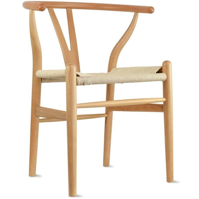 Lot de 2 chaises de salle à manger en bois avec assise en corde tressée