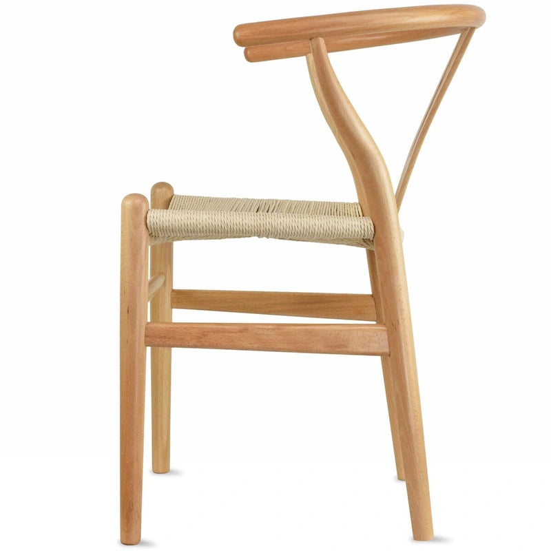 Lot de 2 chaises de salle à manger en bois avec assise en corde tressée