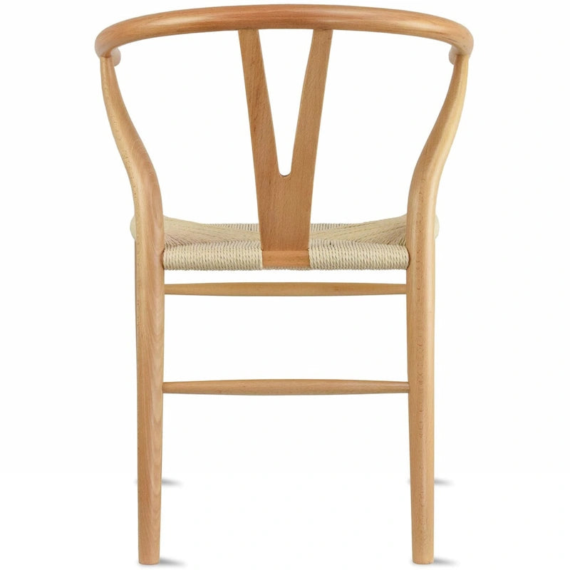 Lot de 2 chaises de salle à manger en bois avec assise en corde tressée