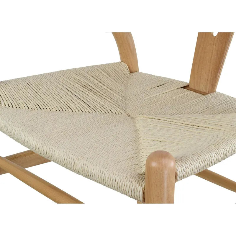 Lot de 2 chaises de salle à manger en bois avec assise en corde tressée