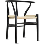 Lot de 2 chaises de salle à manger en bois avec assise en corde tressée