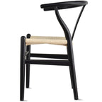 Lot de 2 chaises de salle à manger en bois avec assise en corde tressée
