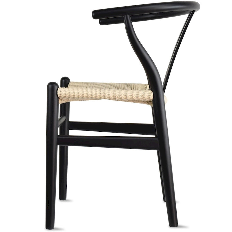 Lot de 2 chaises de salle à manger en bois avec assise en corde tressée
