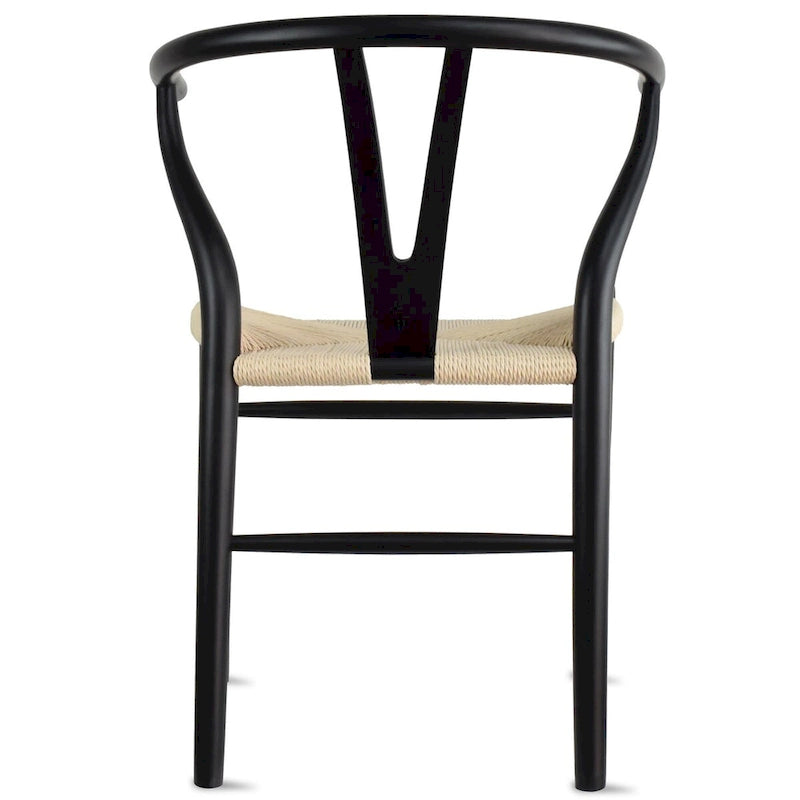Lot de 2 chaises de salle à manger en bois avec assise en corde tressée