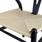 Lot de 2 chaises de salle à manger en bois avec assise en corde tressée