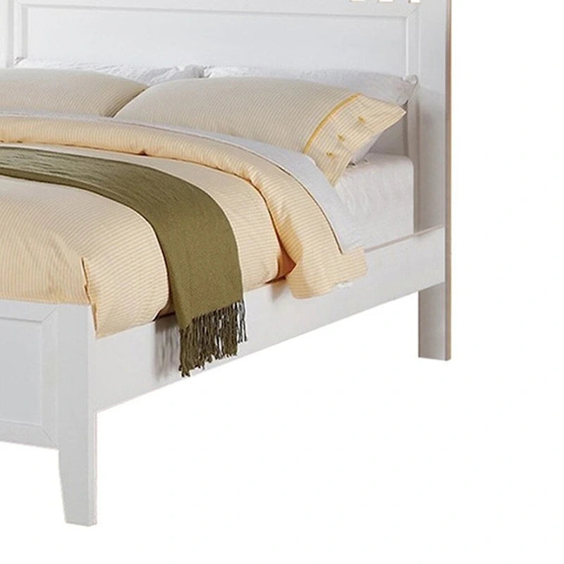 Cadre de lit complet avec finition en bois - Blanc