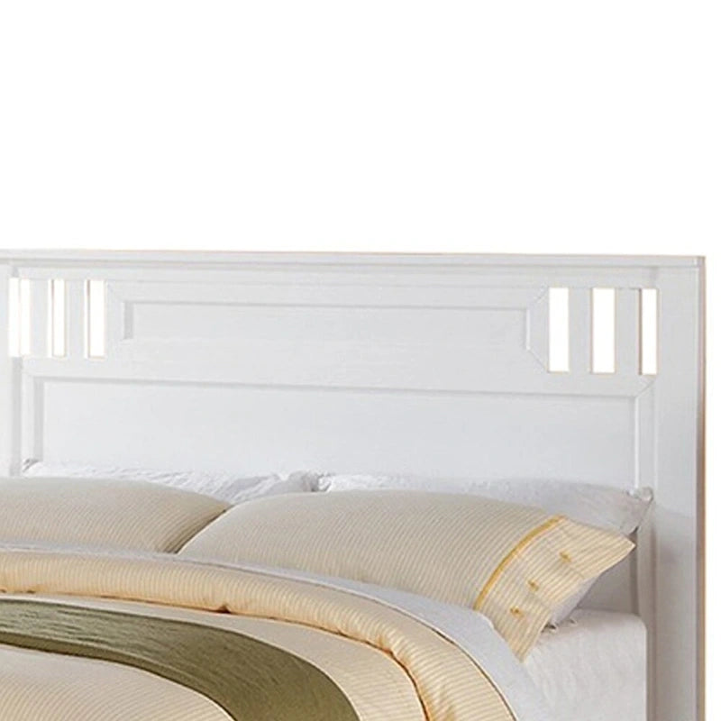 Cadre de lit complet avec finition en bois - Blanc