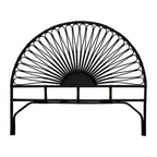 Tête de lit en rotin en forme de soleil avec cadre en bois
