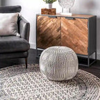Pouf en coton tricoté décontracté avec motif tressé