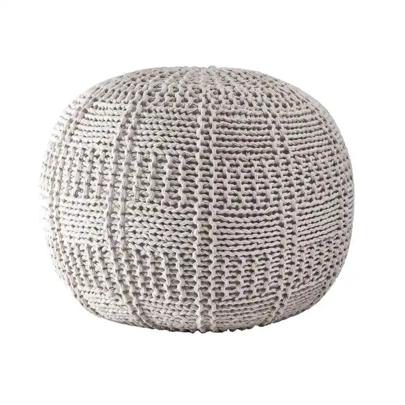 Pouf en coton tricoté décontracté avec motif tressé