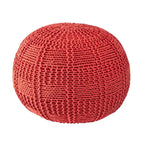 Pouf en coton tricoté décontracté avec motif tressé