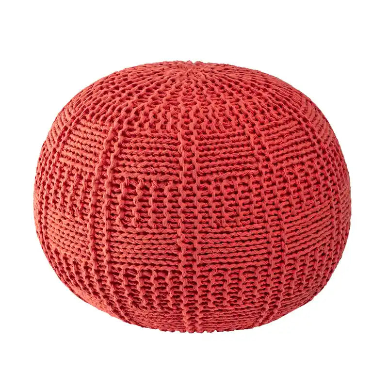 Pouf en coton tricoté décontracté avec motif tressé