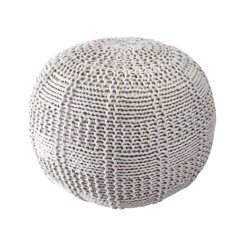 Pouf en coton tricoté décontracté avec motif tressé