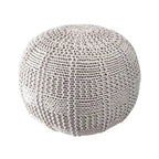 Pouf en coton tricoté décontracté avec motif tressé