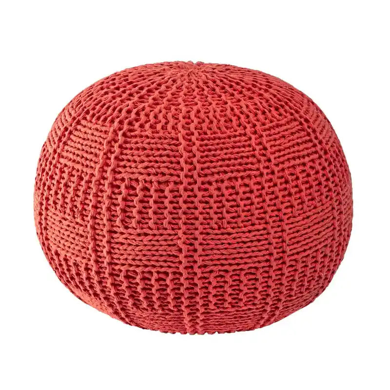 Pouf en coton tricoté décontracté avec motif tressé