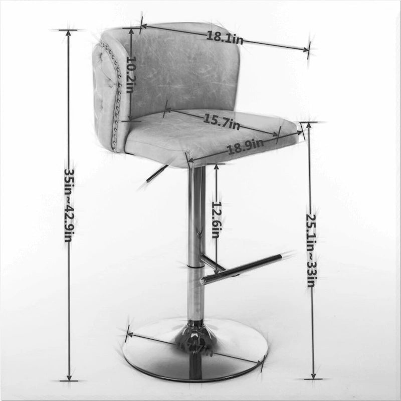 Lot de 2 tabourets de bar pivotants réglables avec dossier capitonné