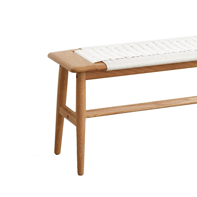 Banc en bois massif avec assise en cannage
