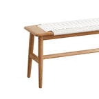 Banc en bois massif avec assise en cannage