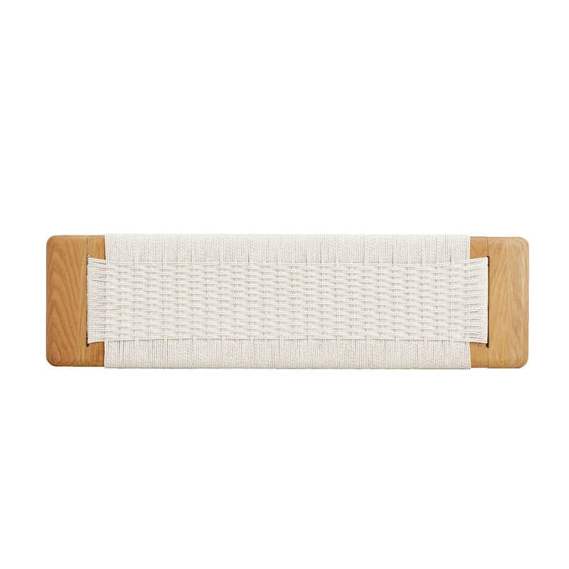 Banc en bois massif avec assise en cannage