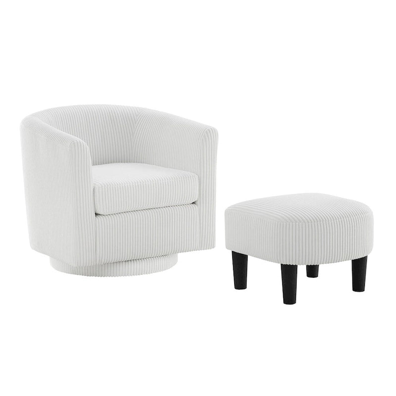 Fauteuil d'appoint pivotant à 360° avec pouf
