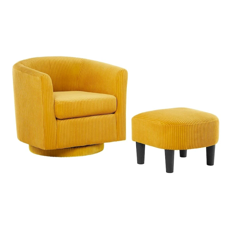 Fauteuil d'appoint pivotant à 360° avec pouf