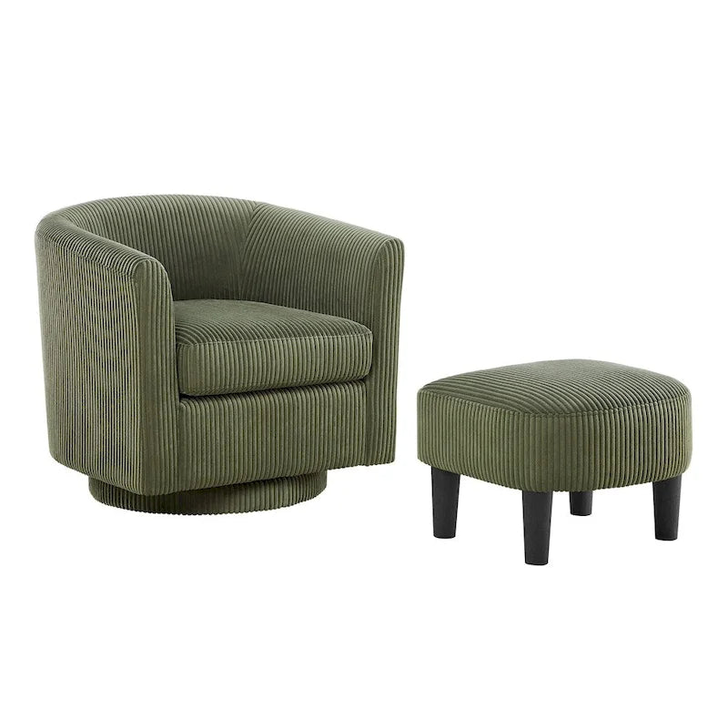Fauteuil d'appoint pivotant à 360° avec pouf