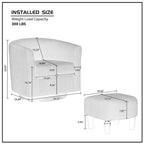 Fauteuil d'appoint pivotant à 360° avec pouf