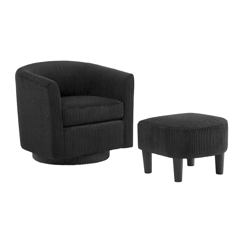 Fauteuil d'appoint pivotant à 360° avec pouf