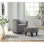 Fauteuil d'appoint pivotant à 360° avec pouf