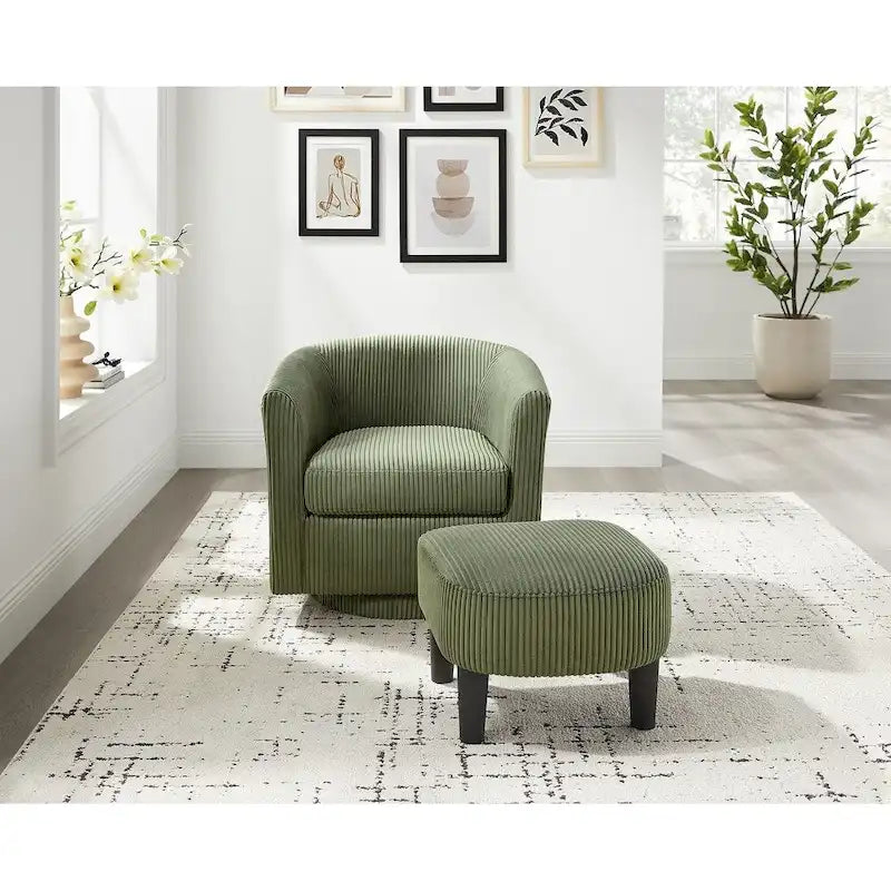 Fauteuil d'appoint pivotant à 360° avec pouf