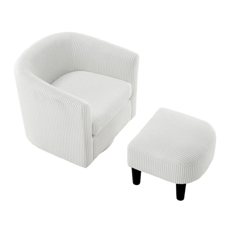Fauteuil d'appoint pivotant à 360° avec pouf