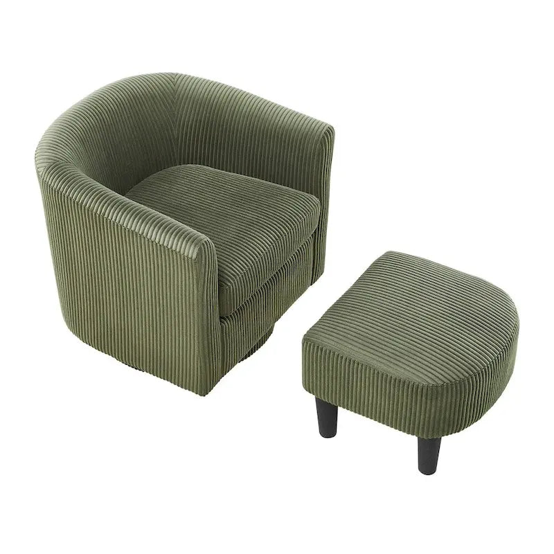 Fauteuil d'appoint pivotant à 360° avec pouf