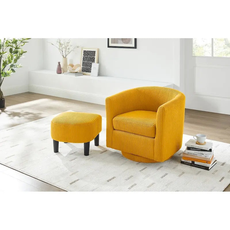 Fauteuil d'appoint pivotant à 360° avec pouf