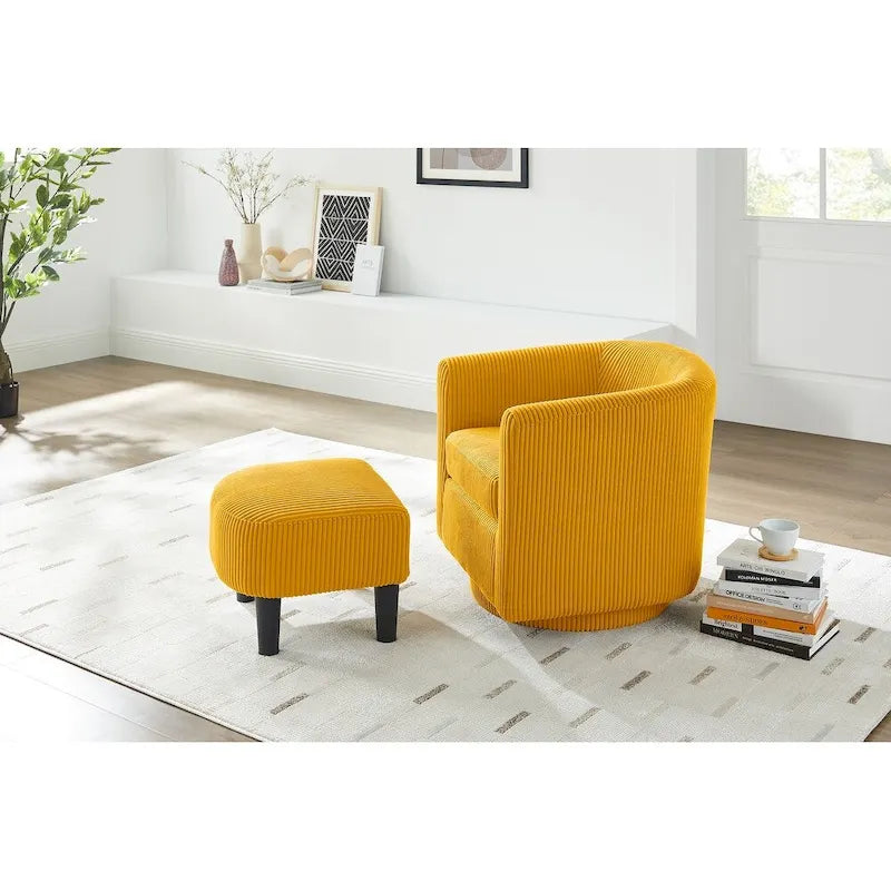 Fauteuil d'appoint pivotant à 360° avec pouf