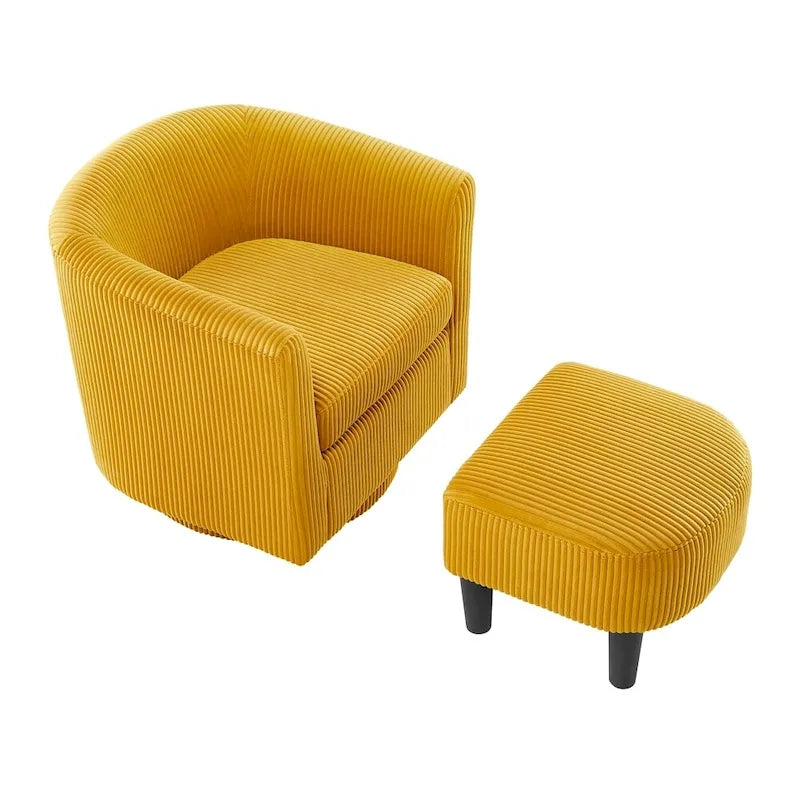 Fauteuil d'appoint pivotant à 360° avec pouf