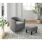 Fauteuil d'appoint pivotant à 360° avec pouf
